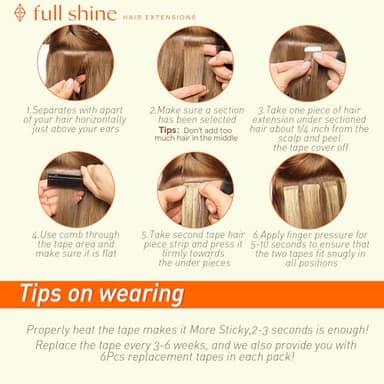 Full Shine Tape in Hair Extensions Color 16/22 Golden Blonde And Medium Blonde Seamless Tape in Hair Extensions Human Hair 22 Inch Highlighted Remy Hair Extensions Tape in 50Gram 20Pcs for Wedding - Image 5