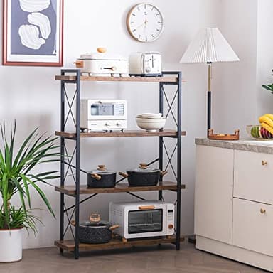 HCHQHS Bookshelf, 4-Tier Industrial Bookcase, Rustic Open Book Shelf, Freestanding Tall Bookshelves with Metal Frame - Image 6