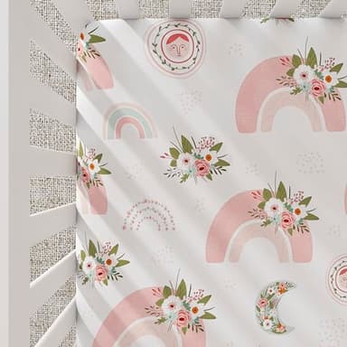 Evolur Rain Boho Light 2 Pack Crib Sheet, Fitted Crib Sheet for Standard Crib and Toddler Mattress, Soft and Breathable Crib Mattress Sheet - Image 2