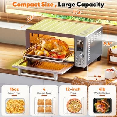 Nuwave Bravo Pro Convection Air Fryer Toaster Oven Combo, 2025 New and Improved, 10-in-1, 50°-450°F Temp Controls, Quick & Even Crisp Technology, 21Qt Capacity, Stainless Steel, PFAS Free - Image 2