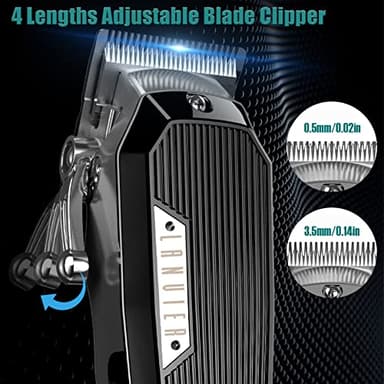 LANVIER Hair Clippers for Men, Professional 10W/7500RPM High Speed Barber Clipper for Hair Cutting and Grooming, Dual Voltage Cordless Hair Trimmer Kit with LED Display & Storage Case - Black - Image 3