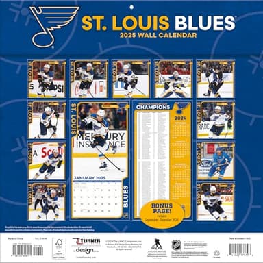 TURNER SPORTS St Louis Blues 2025 12x12 Team Wall Calendar (25998011955) - Image 2