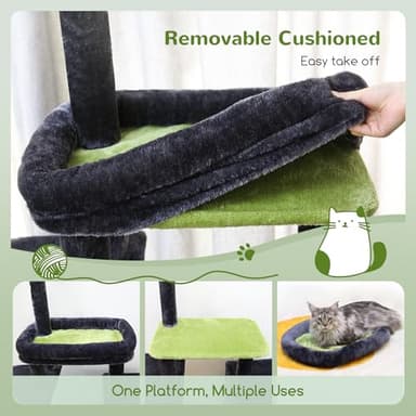 Globlazer Cat Tower for Adult Indoor Cats, 50-inch Heavy Duty Cat Tree for Big Cats, Cat Tree House with Extra-Large Padded Platform, Sisal Scratching Board, 2 Large Condos, F50, Dark Grey - Image 5