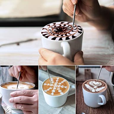 Milk Frothing Pitcher, 50oz Steaming Pitcher Stainless Steel Espresso Machine Accessories for Coffee Bar, Cappuccino Barista Tools Milk Jug Steamer Frother Cup with Decorating Latte Art Pen - Image 4