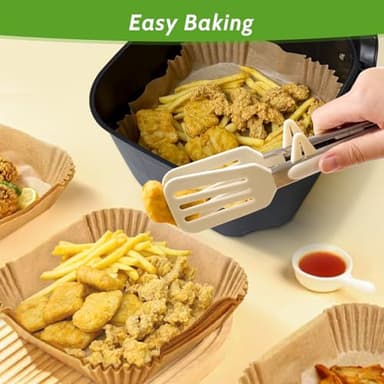 360 Pcs 6.5” Square Unbleached Heavy Duty Air Fryer Paper Liners Disposable, Non-Stick & Non-Leak Parchment Paper Liners for Airfryer Basket, Deep Fryer Parts & Accessories - Image 4