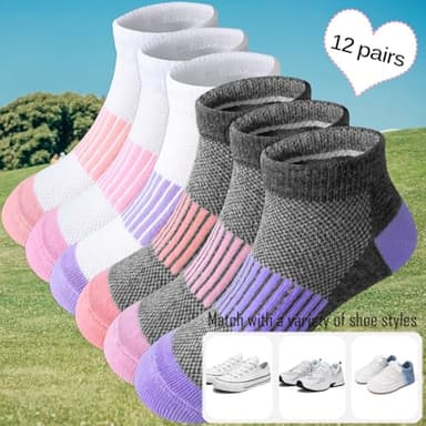 Bemeol Girls Socks 12 Pairs Ankle Socks Girls Athletic Running Low Cut Casual Sock(7-10 Years) - Image 4