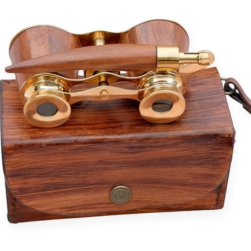 SIFAAT WORLD Opera Glasses, Opera Binoculars with Handle, Theatre Glasses for Adults & Kids, Solid Brass & Wood Coated Opera Glasses Binoculars for Women - Image 1