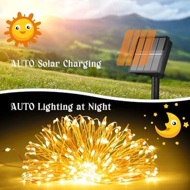 Selarlyt 200 LED 72Ft Solar String Lights for Outside, Solar Fairy Lights for Outside Waterproof with 8 Modes, Twinkle Light for Patio Tree Christmas Party Wedding Decor(Warm White) - Image 2