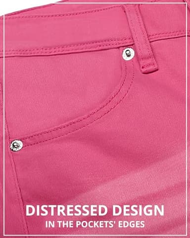 GRAPENT Women's 90s Outfit High Waisted Stretchy Bootcut Bell Bottom Jeans Petite Hot Pink Size 4-6 - Image 4