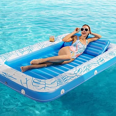 Inflatable Tanning Pool Lounger Float - Jasonwell 4 in 1 Sun Tan Tub Sunbathing Pool Lounge Raft Floatie Toys Water Filled Tanning Bed Mat Pad for Adult Blow Up Kiddie Pool Kids Ball Pit Pool (L) - Image 6