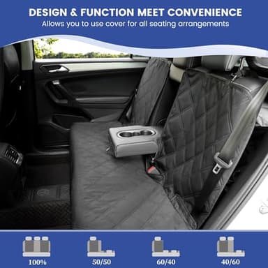 ALLANSING Back Seat Cover 60/40 Split Bench for Cars,Trucks,SUVs - Waterproof Easy Cleanup Car Seat Protector Great for Messy Kids and Drooling Pet Dogs(Black) - Image 4