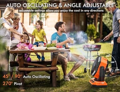40000mAh Battery Powered Camping Fan, 136Hrs Cooling, Rechargeable Fan High Velocity, Auto 45°/90° Oscillation, Remote & Timer Battery Operated for Car Travel RV Garage Patio Hurricane Emergency - Image 6