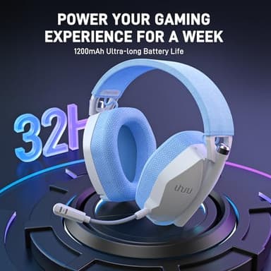 UHURU Wireless Gaming Headset for PC PS4 PS5: 2.4GHz Gaming Headphones with Microphone - Stereo Sound - 32Hr Battery - Cool RGB - Image 7
