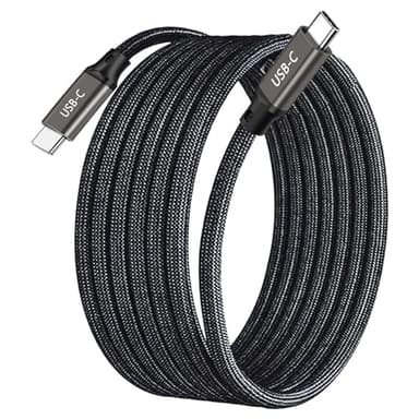 Xuomuen 100W USB C to USB C 10FT Cable Long Nylon Braided USB 2.0 Type C Fast Charge Cable for iPhone 15/15 Pro/15 Pro Max,Sam-Sung Galaxy S24, MacBook Pro/Air,iPad Air/Mini,Switch,Dark Gray - Image 1