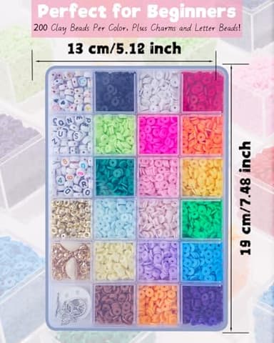 BestNow Clay Beads Bracelet Making Kit Toys for Girls Kids Charms Kit 18 Colors Friendship Bracelet Kit Letter Beads DIY Crafts Teen Girl Gifts Toys for Ages 6 7 8 9 10 11 12 - Image 7