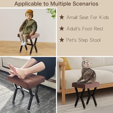 PROXRACER Modern Footstool Ottoman for Living Room & Bedroom, Small Rectangular Stool, Soft Cushion for Comfort, Versatile Storage Solution - Image 4