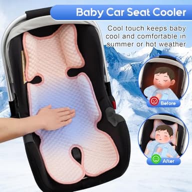 Kaseeous Baby Car Seat Cooler Pad, Mink Dot Car Seat Cooling Pad for Girls Boys, Stroller Cooling Pad with 3D Breathable Mesh, Multifunctional Infant Car Seat Cooling Insert Liner for Summer - Image 4