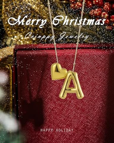 CCINPPY Heart Letter Necklace, 14k Gold Plated Initial Dainty Necklace for Women, Chunky Bubble Balloon Charm Pendant Name Personalized Jewelry Gift, Gold, Letter K - Image 7