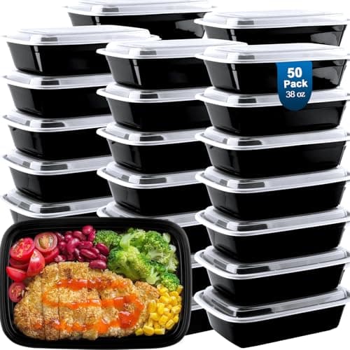 vivigu 50 Pack Meal Prep Containers 38 oz, Leakproof To Go Food Containers, Disposable & Reusable Food Prep Containers for Takeout, Food Storage Containers BPA-Free, Microwave/Dishwasher/Freezer Safe - Image 1