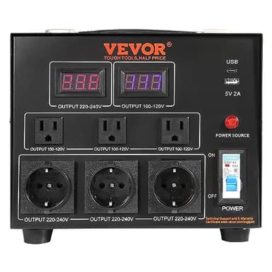 VEVOR Voltage Converter Transformer, 5000W, Heavy Duty Step Up/Down Transformer, Convert from 110 Volt to 220 Volt and from 220 Volt to 110 Volt, with US Outlet EU Outlet 5V USB Port, CE Certified - Image 9