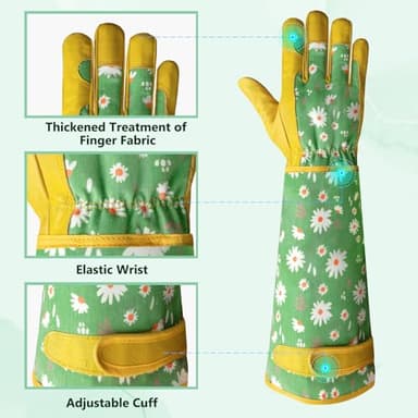 Velway Long Gardening Gloves for Women - Thorn Proof & Rose Pruning Forearm Protection Garden Gloves - Breathable Leather Long Garden Gloves Gifts & Tools for Gardener Yard Work Medium - Image 2