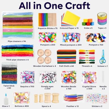 FUNZBO 4000+pcs Arts and Crafts Supplies for Kids -Girl Craft Kit Materials for Kids Age 4 5 6 7 8-12 Birathday Gifts for Girls and Boys Crafts for Girls Ages 8-12 Arts Activities - Image 2