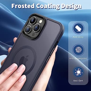 CACOE Magnetic Case for iPhone 13 Pro Max 6.7 inch-Compatible with MagSafe & Magnetic Car Phone Mount,TPU Thin Phone Cases Cover Protective Shockproof Anti-Fingerprint(Dark Blue) - Image 5