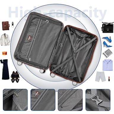 LARVENDER Luggage 6 Piece Sets Hardside Expandable Suitcases with Spinner Wheels TSA Lock, Lightweight Travel Carry On Luggage Sets for Women, Black - Image 8