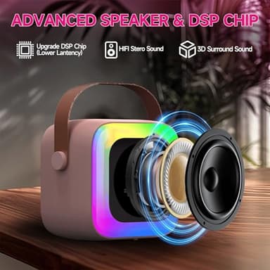 Mini Karaoke Machine for Kids Teen Adults, Kids Karaoke Machine with 2 Wireless Microphones and LED Lights Toys for Christmas Birthday Party, Home, Gifts for 4 5 6 7 8 9 10 11 12+ Years Girls Boys - Image 3