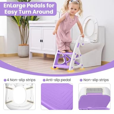 Primlect Potty Training Seat, 2-in-1 Toddler Toilet Seat with Step Stool, Ultra-Stable Potty Chair Attachment, Adjustable Seat and Step Ladder, Non-Slip Design, Splash Guard for Boys and Girls(Blue) - Image 4