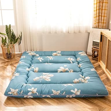 MAXYOYO Floral Printed Rustic Japanese Floor Mattress - Foldable Futon, Roll Up Camping Bed for Adults, Floor Lounger, Couches and Sofas, King Size - Image 6