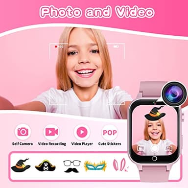 Kids Smart Watch Gift for Girls Age 5-12, 26 Games HD Touch Screen Watches with Video Camera Music Player Pedometer Flashlight 12/24 hr Educational Toys Birthday Gifts for Girls Ages 7 8 9 10 - Image 3