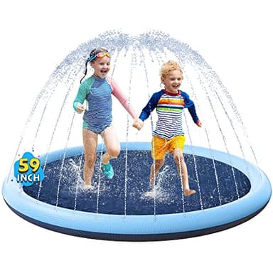 VISTOP Non-Slip Splash Pad for Kids and Dog, Thicken Sprinkler Pool Summer Outdoor Water Toys - Fun Backyard Fountain Play Mat for Baby Girls Boys Children or Pet Dog (59 inch, Blue&Blue) - Image 1