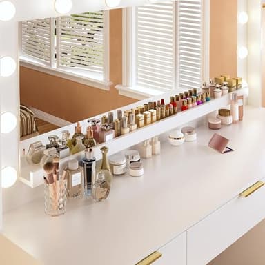 ALEXNUTRE Vanity Desk with Large Mirror and Lights, 45.3in Makeup Vanity with Power Outlet 9 Drawers & Storage, 3 Lighting Color Adjustable, White Vanity Desk for Bedroom - Image 5