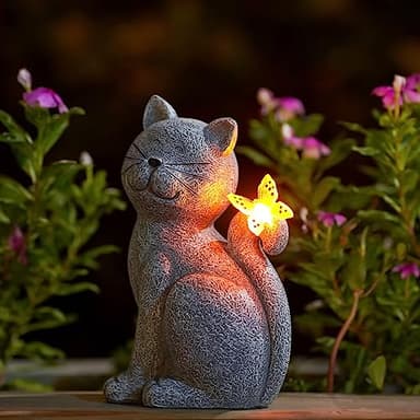 Nacome Cat Outdoor Statues for Garden: Outside Decor with Butterfly Clearance for Yard Art Lawn Ornaments Porch Patio Balcony Home House - Birthday Gifts for Grandma Mom Women - Image 1