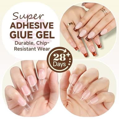 UNA GELLA 6 in 1 Gel Nail Glue for Clear Acrylic Nails Tips, 15ml UV Nail Glue Long Lasting Super Strong Brush for Base Coat, Clear Fake Nails, and Soft Gel Tips Lamp Curing Required - Image 2