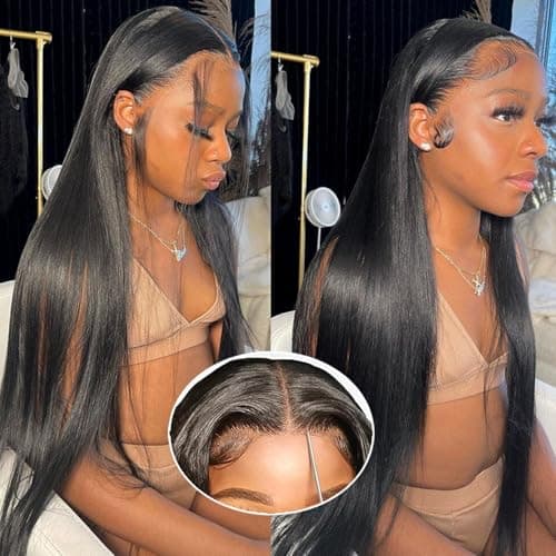 Tscom 30 Inch 5x5 HD Lace Closure Wigs Human Hair 220 Density Wear and Go Glueless Wigs Human Hair Pre Plucked Pre Cut with Baby Hair Bleached Knots 12A Ready to Wear Straight Wigs for Beginners - Image 1