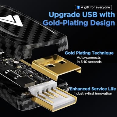 MSXTTLY Android Auto Wireless Adapter for Car Small Dongle, Compatible with AndroidAuto Car Models 2017 Above with Wired, Only for Android Phones Version 11 Above, Carbon Fiber Black - Image 2