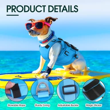 Kuoser Dog Life Jacket, High Flotation Dog Life Vest for Swimming Boating, Adjustable Ripstop Pet Lifesaver for Small Medium and Large Dogs, Reflective Safety Puppy Swimming Vest with Rescue Handle - Image 4