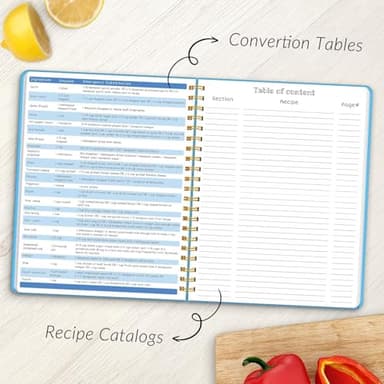 LuBudingJoy Blank Recipe Notebook to Write in Your Own Recipes, Full Page Sprial Hardcover Personal Recipe Organise, Recipe Journal Hold 140 Recipes (Cerulean) - Image 3