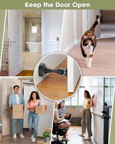 Door Stoppers, Magnetic Door Stop 2 Pack Adhesive Stick & Screws Stainless Steel, Door Stop Holder to Keep Door Open Wall & Floor Mount, Magnetic Door Catch Stoppers for Bottom of Door, Black - Image 6