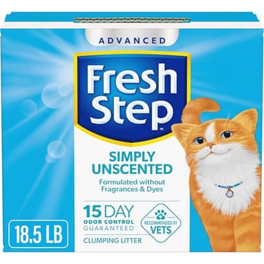 Fresh Step Advanced Simply Unscented Clumping Litter, Fresh Step Unscented Cat Litter Fights Odor on Contact, 18.5 lb. Box - Image 1
