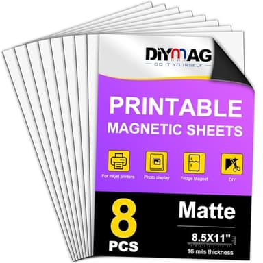 DIYMAG Printable Magnetic Sheets, 8Pcs 8.5 x 11 Inch Flexible Magnet Sheets Matte Non Adhesive Magnetic Paper for Inkjet Printer Photo DIY Crafts - Image 1