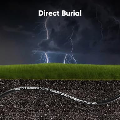 VOIETOLT Cat 6 Outdoor Ethernet Cable 300 ft, 24AWG 10Gbps Cat6 Cable Cord Waterproof Direct Burial LLDPE UV Jacket, Internet Network Cable with 60 Ties Support Cat6 Cat5e Cat5, CCA, UTP for PC - Image 3