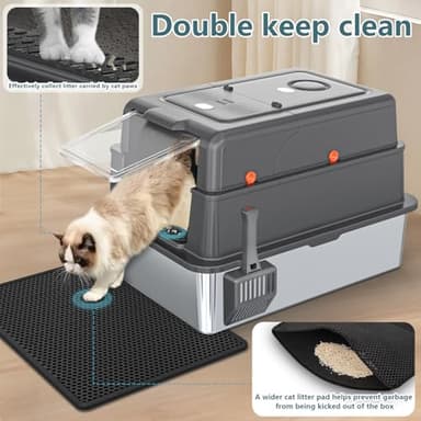 XXXL Extra Large Stainless Steel Litter Box with Lid, 28" L x 20.5" W x 17" H Covered Stainless Steel Litter Box, Suitable for Large Cats and Multiple Cats, Non-Sticky, Anti-Leakage, Easy to Clean - Image 6