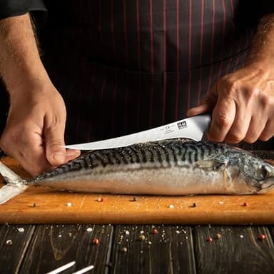 SHAN ZU 7 Inch Fillet Knife, Japanese Super Steel Boning Knife, Professional Ultra Sharp Fish knife with K133 Ergonomic Handle, Black Tortoise Genbu Series - Image 6
