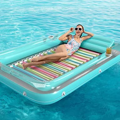 Inflatable Tanning Pool Lounger Float - Jasonwell 4 in 1 Sun Tan Tub Sunbathing Pool Lounge Raft Floatie Toys Water Filled Tanning Bed Mat Pad for Adult Blow Up Kiddie Pool Kids Ball Pit Pool (XL) - Image 7