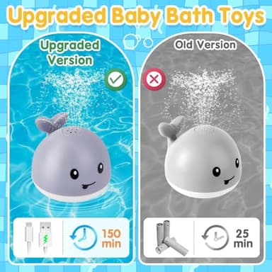 Gigilli Upgraded Baby Bath Toys, Rechargeable Light Up Bath Toys for Kids 1-3, Baby 6-12 12-18 Months Whale Bath Toy Sprinkler, Fountain Bathtub Toys Toddler Newborn Birthday Gifts - Image 2