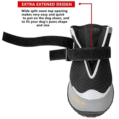 QUMY 4PCS Dog Boots for Large Dogs, Medium Dog Shoes & Paw Protectors for Hot Pavement, Summer Heat Protection, Mesh Breathable Nonslip Dog Booties for Hardfloors, Walking Running Hiking Black Size 8 - Image 4