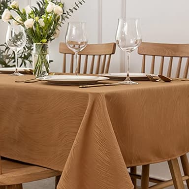 maxmill Harvest Swirl Design Table Cloth Waterproof Wrinkle Resistance Heavy Weight Soft Tablecloth for Fall Harvest Thanksgiving Dinning Tabletop Decoration Square 70 x 70 Inch, Fall Leaf - Image 1